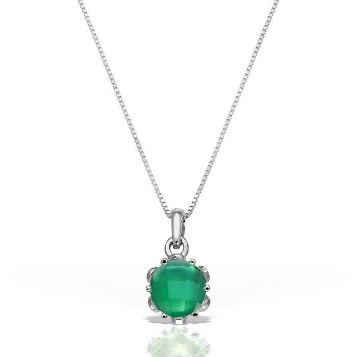 Pandant P S21C.6, aur 14 kt, agat verde