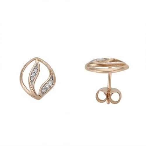 Cercei cu diamante, aur rose, 14 kt,  BB.736850