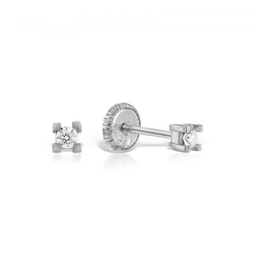 Cercei cu diamante pentru copii, aur alb 18 kt, MC.18.4A