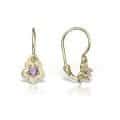 Cercei aur copii, 14 kt, formă florală, zirconii diverse culori,  C 366S