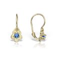Cercei aur copii, 14 kt, formă florală, zirconii diverse culori,  C 366S