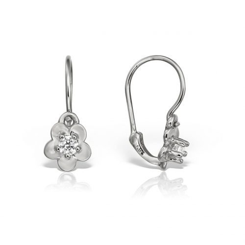 Cercei aur copii, 14 kt, formă florală, zirconii diverse culori,  C 366S