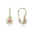Cercei aur copii, 14 kt, formă florală, zirconii diverse culori,  C 366S