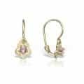 Cercei aur copii, 14 kt, formă florală, zirconii diverse culori,  C 366S