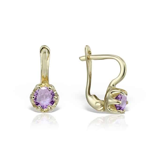 Cercei aur copii, 14 kt, cu zirconii diverse culori, C 367S