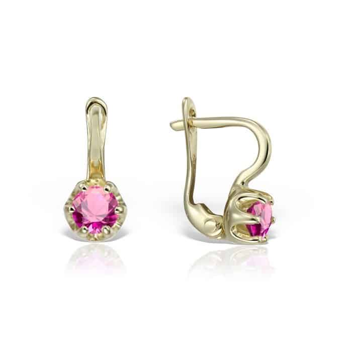 Cercei aur copii, 14 kt, cu zirconii diverse culori, C 367S