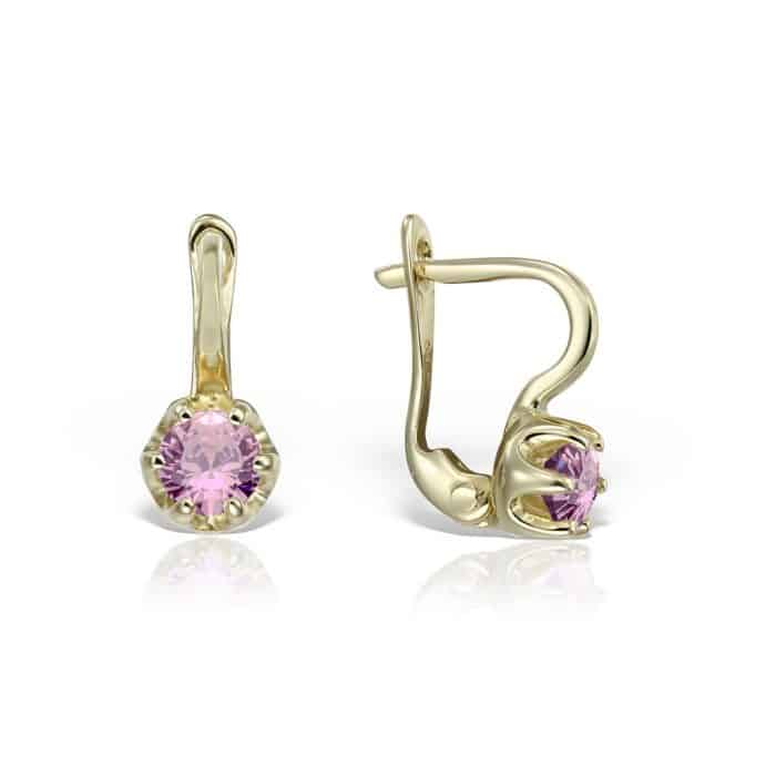 Cercei aur copii, 14 kt, cu zirconii diverse culori, C 367S