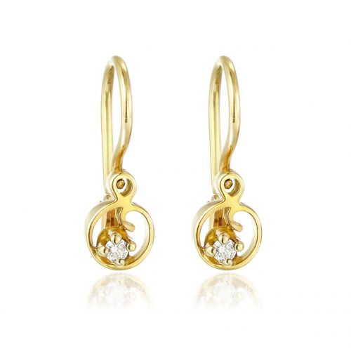 Cercei cu diamante pentru copii, aur 14 kt, C 011L