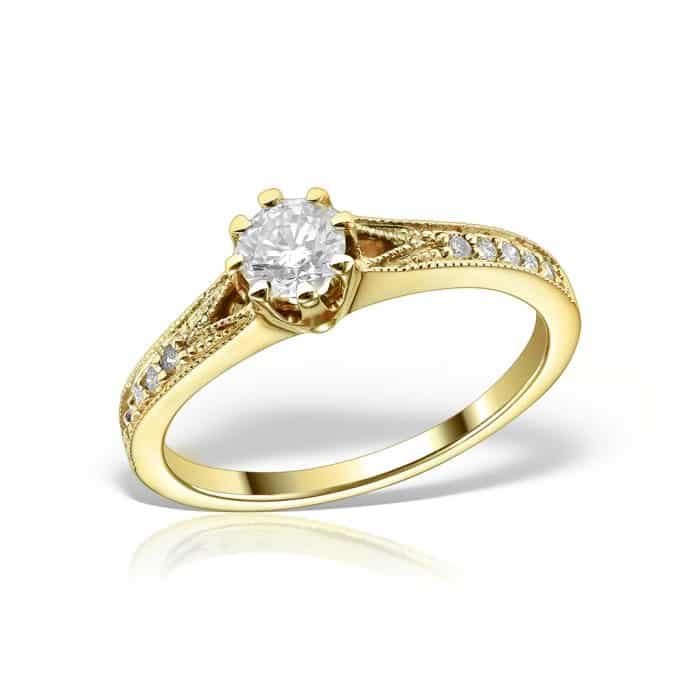Inel de logodnă aur galben 18 kt cu diamante I 110L.1
