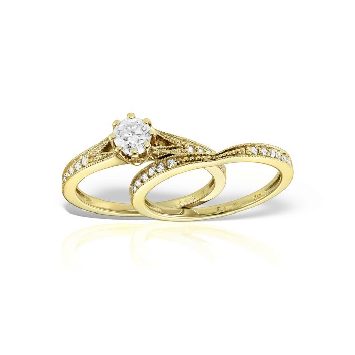Inel de logodnă aur galben 18 kt cu diamante I 110L.1