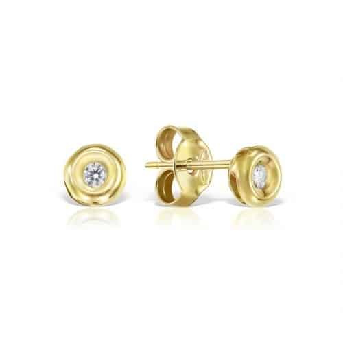 Cercei cu diamante, aur 14 kt, C 021L
