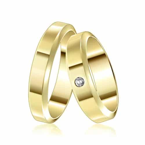 Verighete cu diamant L 036, aur alb / galben
