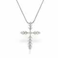 Colier P 020L, aur 14 kt, diamante, cruce