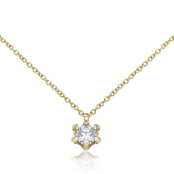 Lănțișor cu pandantiv din aur 14 kt cu zirconia diverse culori P105S