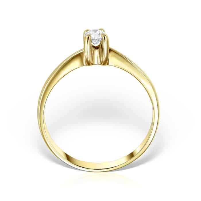 Inel de logodnă aur alb/galben 14 kt cu diamant I 007L