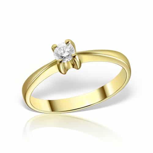 Inel de logodnă aur alb/galben 14 kt cu diamant I 007L