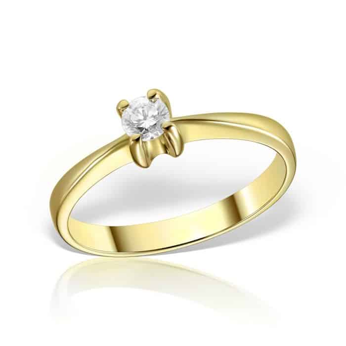 Inel de logodnă aur alb/galben 14 kt cu diamant I 007L