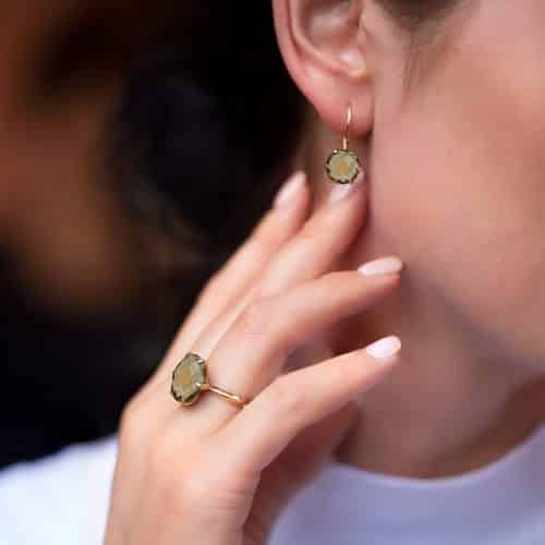 Inel aur 14 kt cu cuarț fumuriu I S11C.5