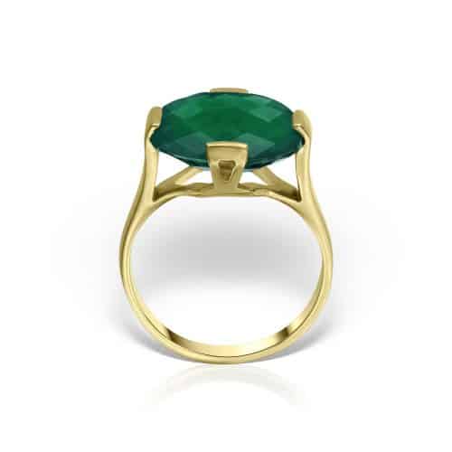 Inel aur 14 kt cu agat verde I S04C.7
