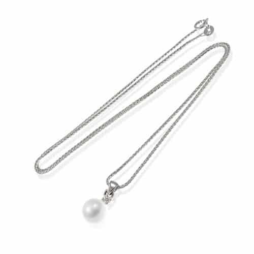 Pandantiv cu perlă albă și diamant, aur 14 kt, P S028L