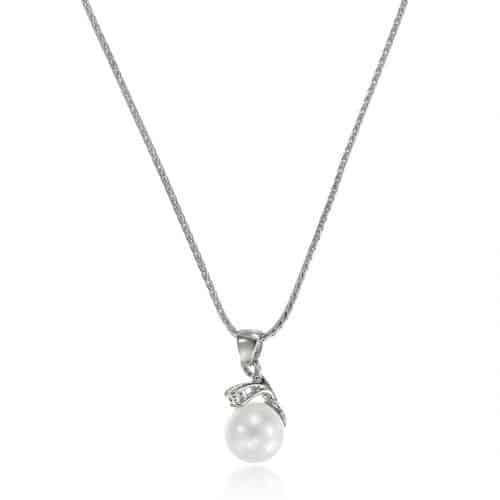 Pandantiv cu perlă albă și diamant, aur 14 kt, P S028L