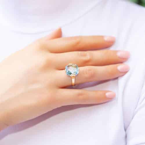 Inel aur 14 kt cu topaz I S04C.6