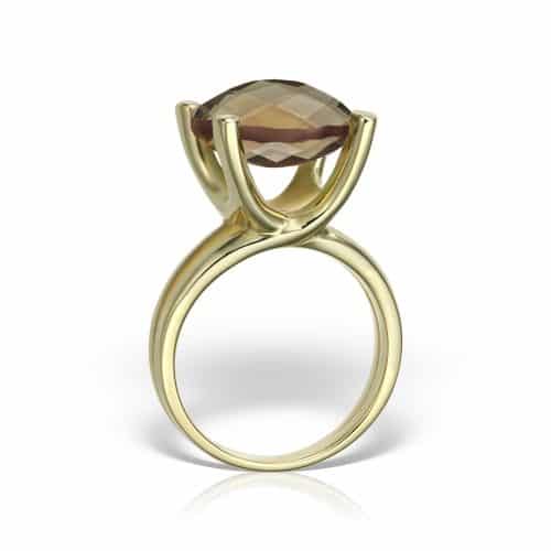 Inel aur 14 kt cu cuarț fumuriu I S17C.3