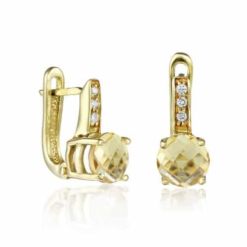 Cercei cu citrine și zirconii, aur galben 14 kt, C S20C.7