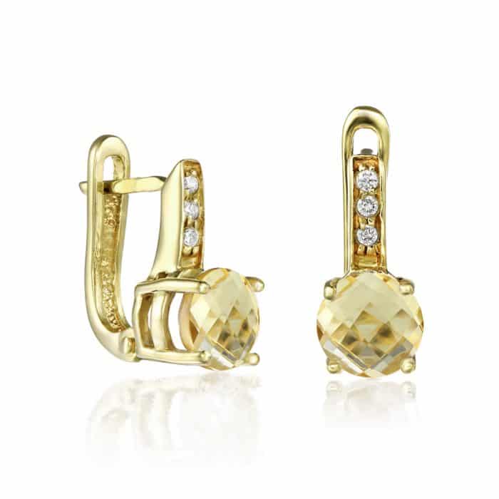 Cercei cu citrine și zirconii, aur galben 14 kt, C S20C.7