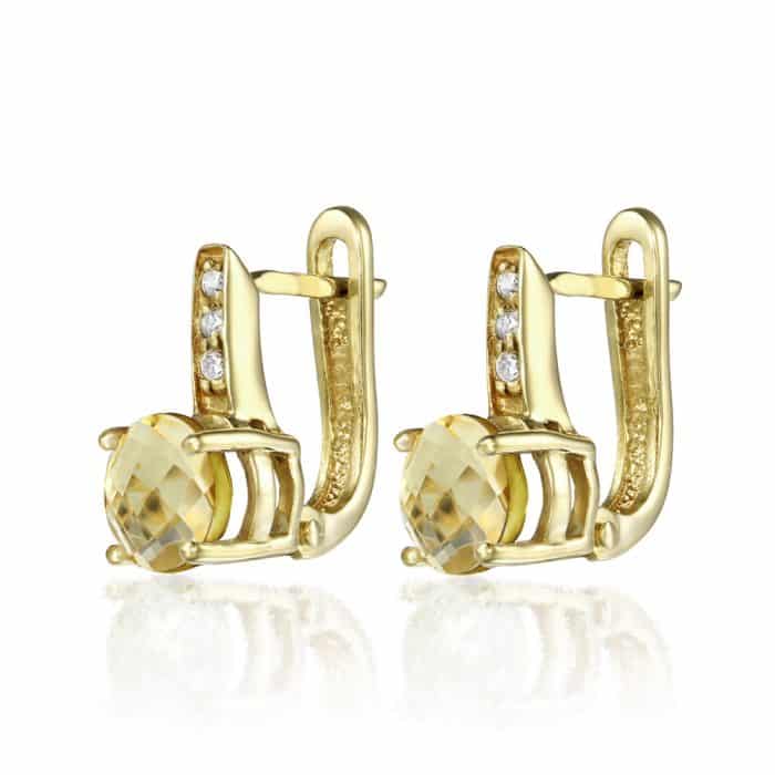 Cercei cu citrine și zirconii, aur galben 14 kt, C S20C.7
