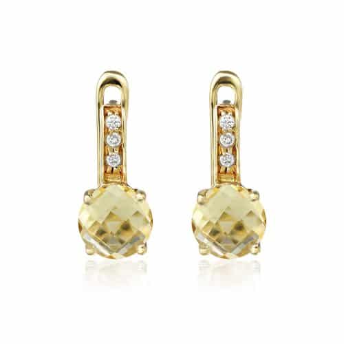 Cercei cu citrine și zirconii, aur galben 14 kt, C S20C.7