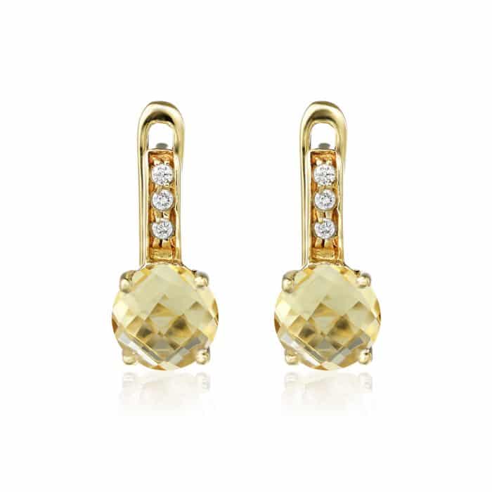 Cercei cu citrine și zirconii, aur galben 14 kt, C S20C.7
