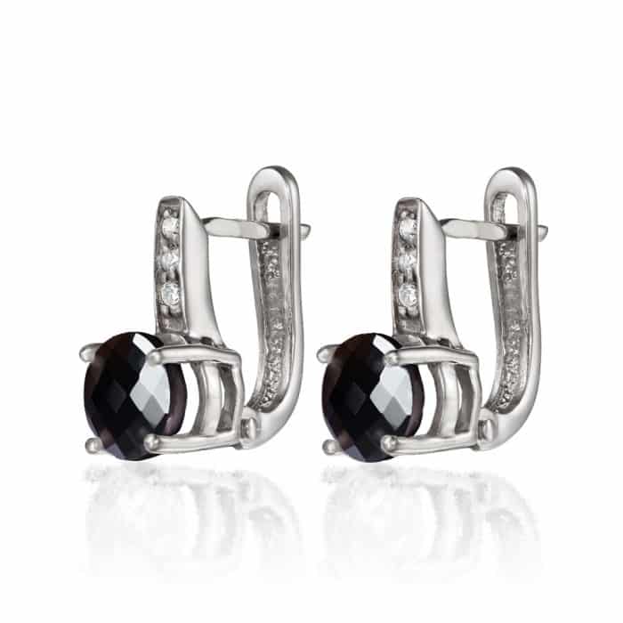 Cercei cu onix negru și zirconii, aur 14 kt, C S20C.5