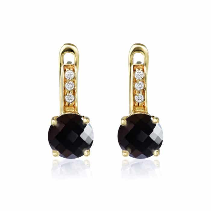 Cercei cu onix negru și zirconii, aur 14 kt, C S20C.5