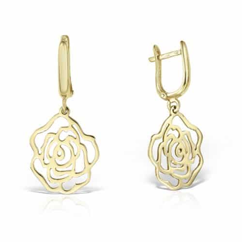 Cercei aur damă cu motiv floral, 14 kt, C 06C