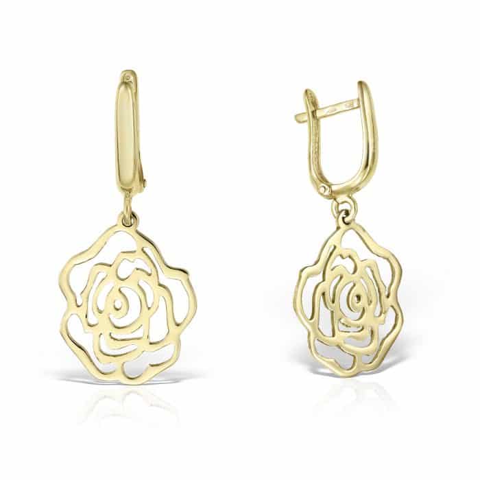 Cercei aur damă cu motiv floral, 14 kt, C 06C