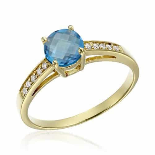 Inel aur 14 kt cu topaz I S20C.4, galben/alb