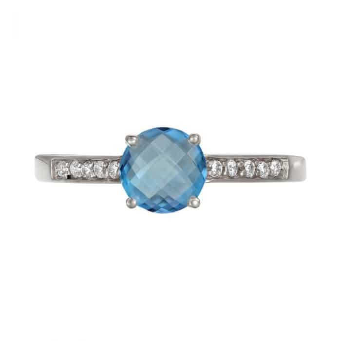 Inel aur 14 kt cu topaz I S20C.4, galben/alb