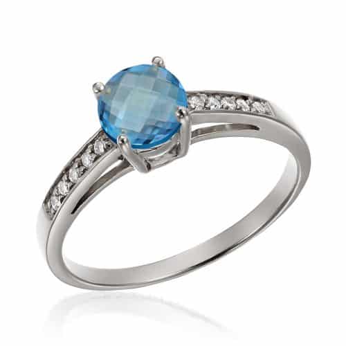 Inel aur 14 kt cu topaz I S20C.4, galben/alb