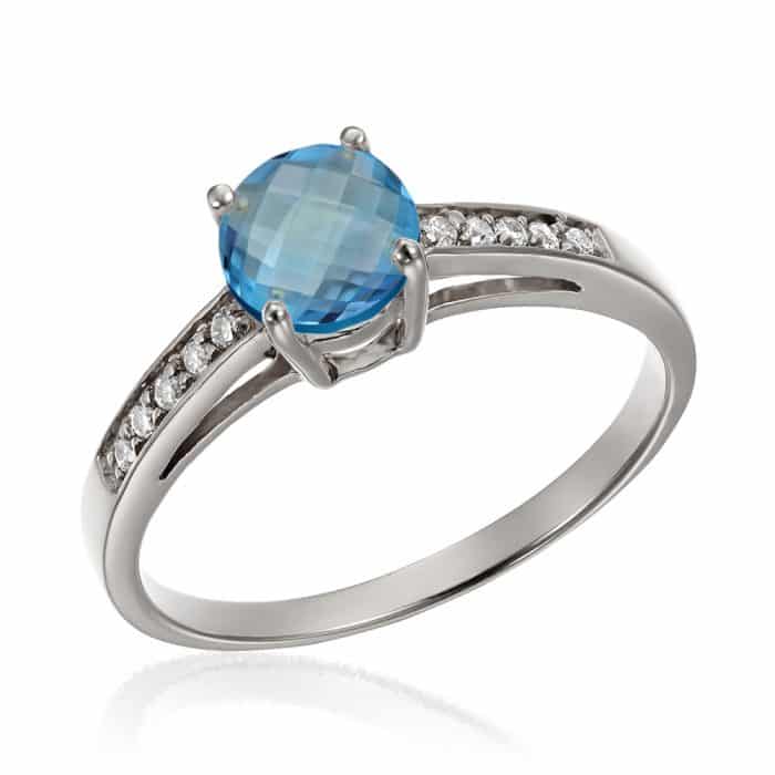 Inel aur 14 kt cu topaz I S20C.4, galben/alb