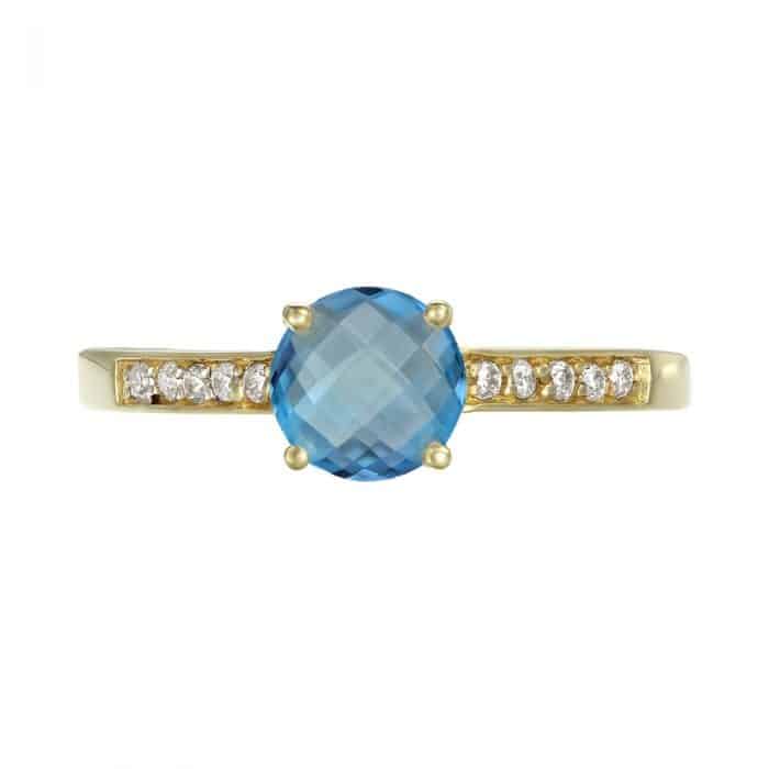 Inel aur 14 kt cu topaz I S20C.4, galben/alb