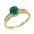Inel aur 14 kt cu agat verde I S20C.6, galben/alb