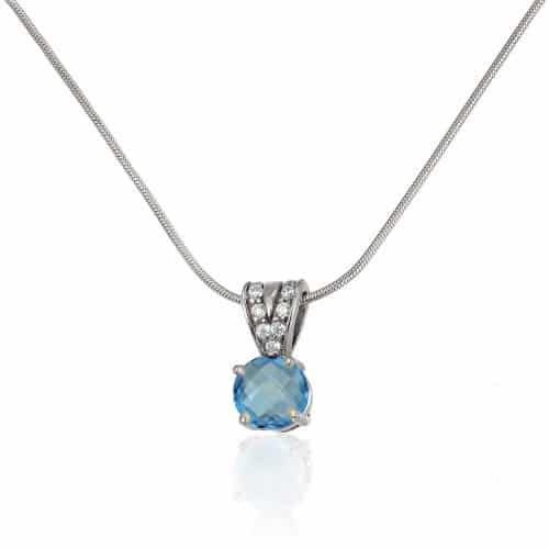 Pandantiv cu topaz și zirconii, aur 14 kt,  P S20C.4,