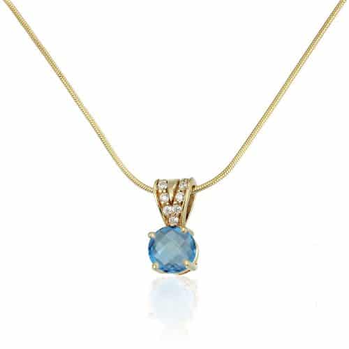 Pandantiv cu topaz și zirconii, aur 14 kt,  P S20C.4,