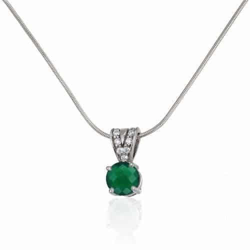 Pandantiv cu agat verde și zirconii, aur 14 kt, P S20C.6