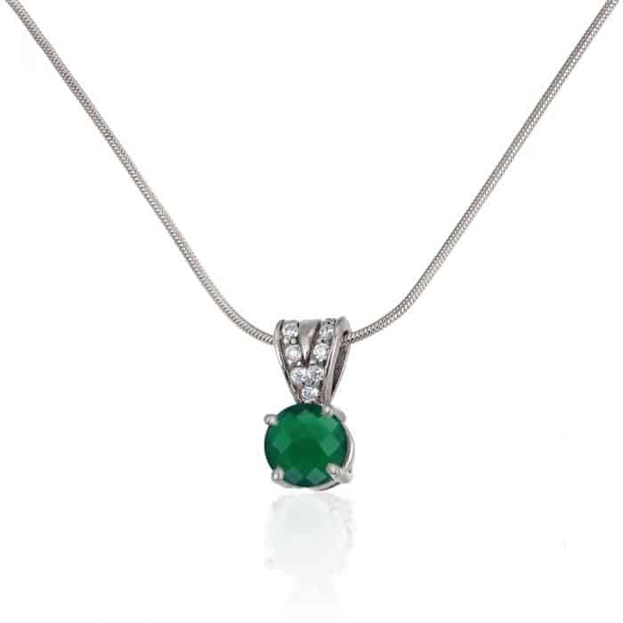 Pandantiv cu agat verde și zirconii, aur 14 kt, P S20C.6