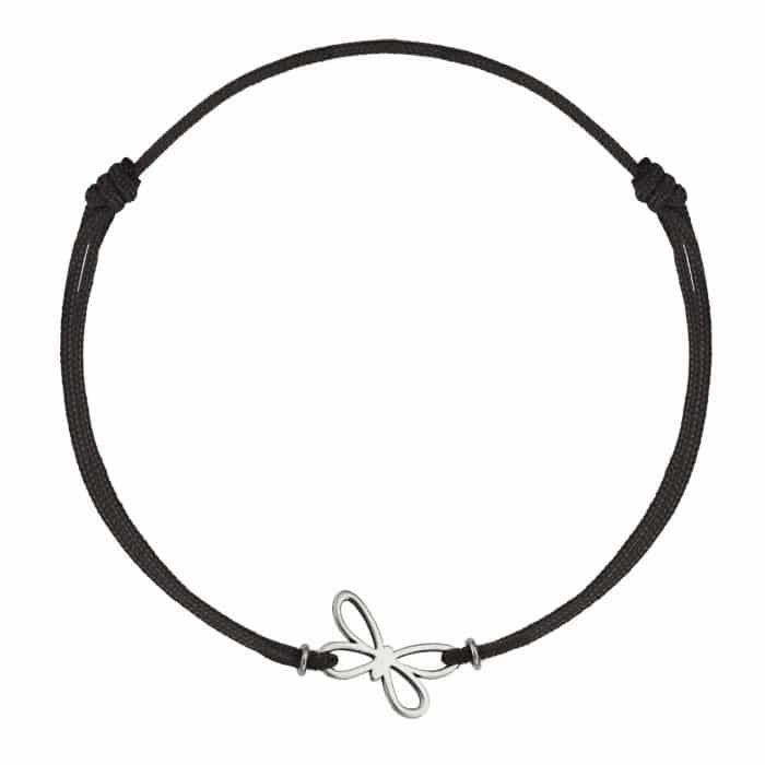 Brățară șnur aur 14 kt cu fluture, șnur diverse culori