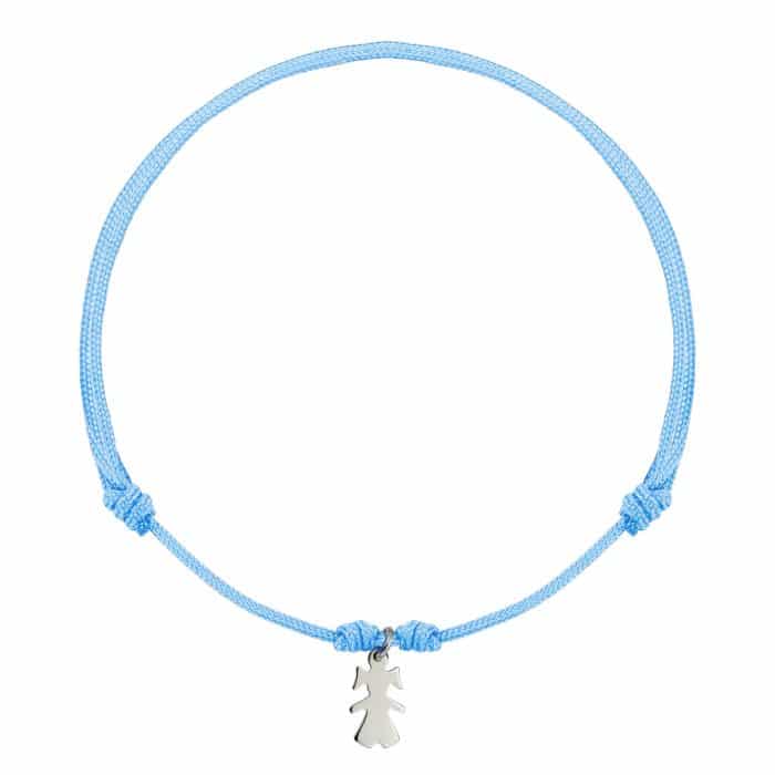 Brățară șnur aur 14 kt cu siluetă feminină, șnur diverse culori