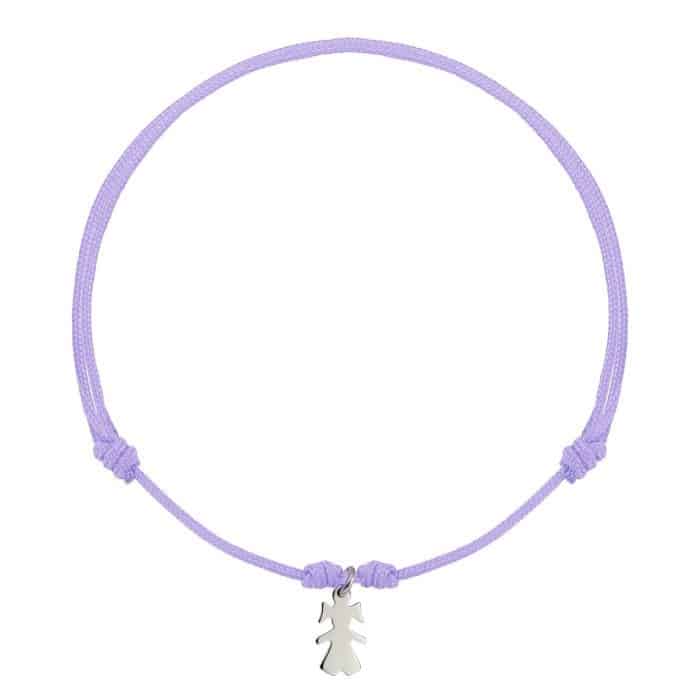 Brățară șnur aur 14 kt cu siluetă feminină, șnur diverse culori