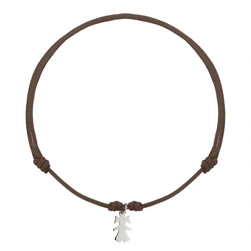 Brățară șnur aur 14 kt cu siluetă feminină, șnur diverse culori